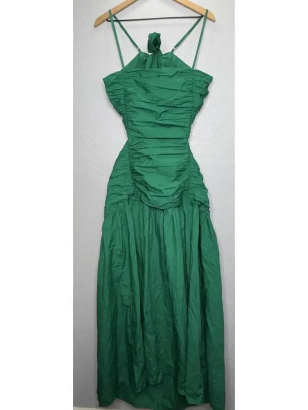 Loft Poplin Cutout Tie Back Ruched Midi Dress Size 14 New - Picture 4 of 9